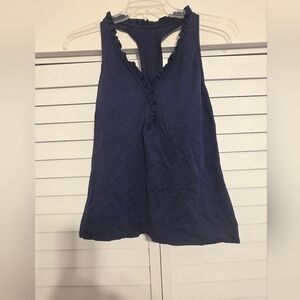 Beach House Deep Blue Ruffle Swim Tank Top